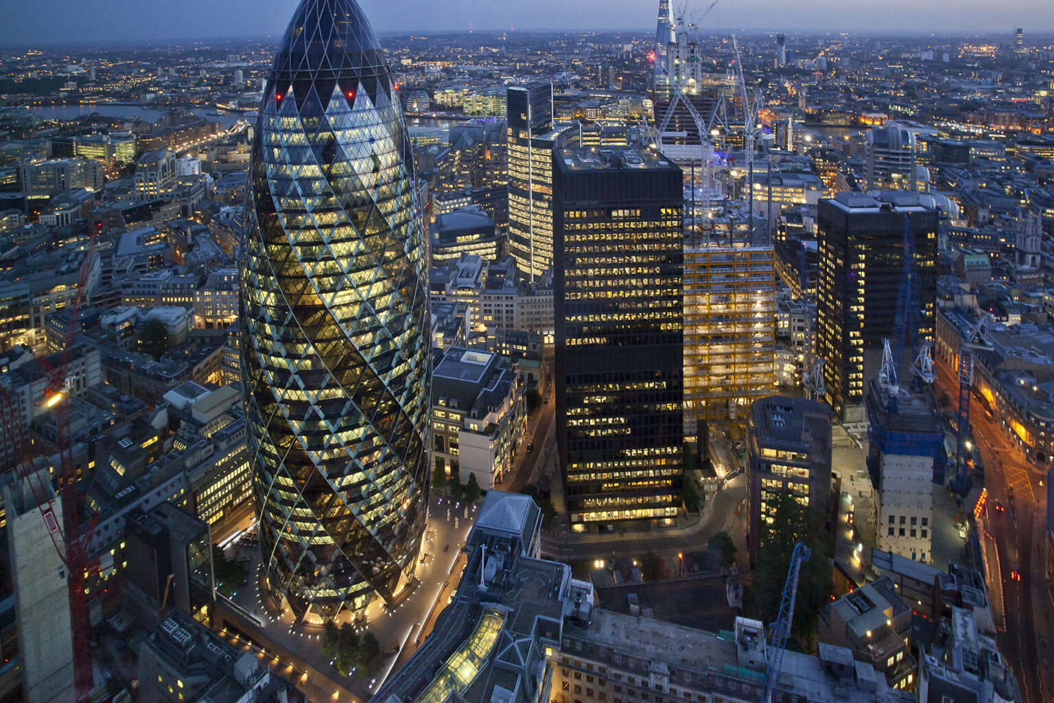 A skyline of commercial properties in the City of London
